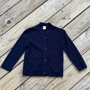 COS Girl's Navy Long Sleeve Cardigan Sweater 100% Wool Size 4-6 Y